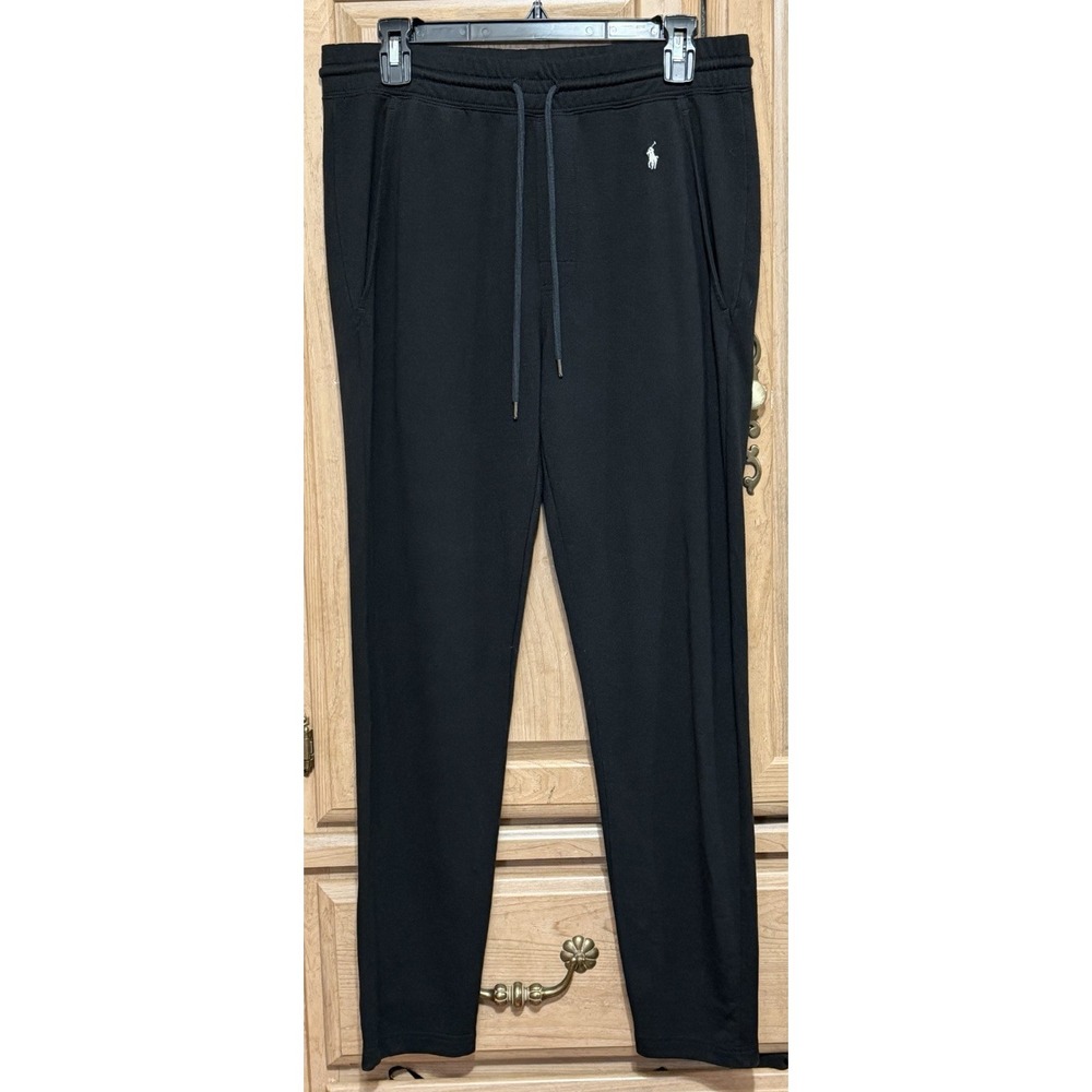 Polo Ralph Lauren Double Knit Jogger Pants‎ Mens M Black Sweatpants Drawstring
